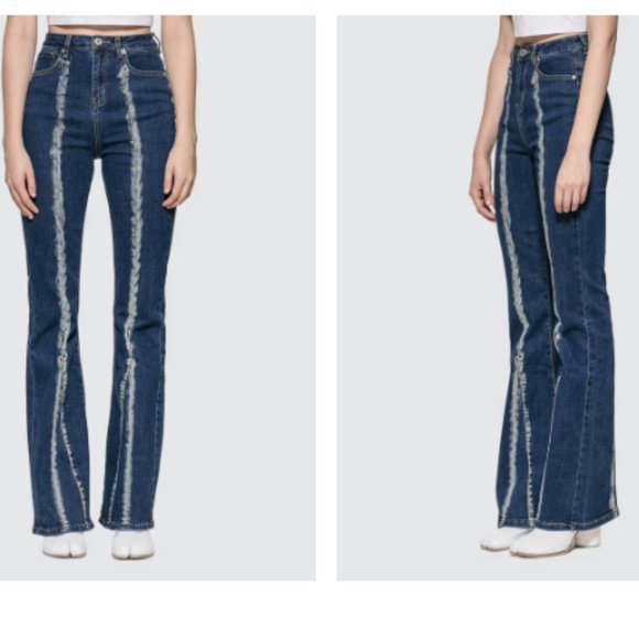 I.AM.GIA | Savannah mid rise flare jean with white design size small, fits 25 - Picture 1 of 11